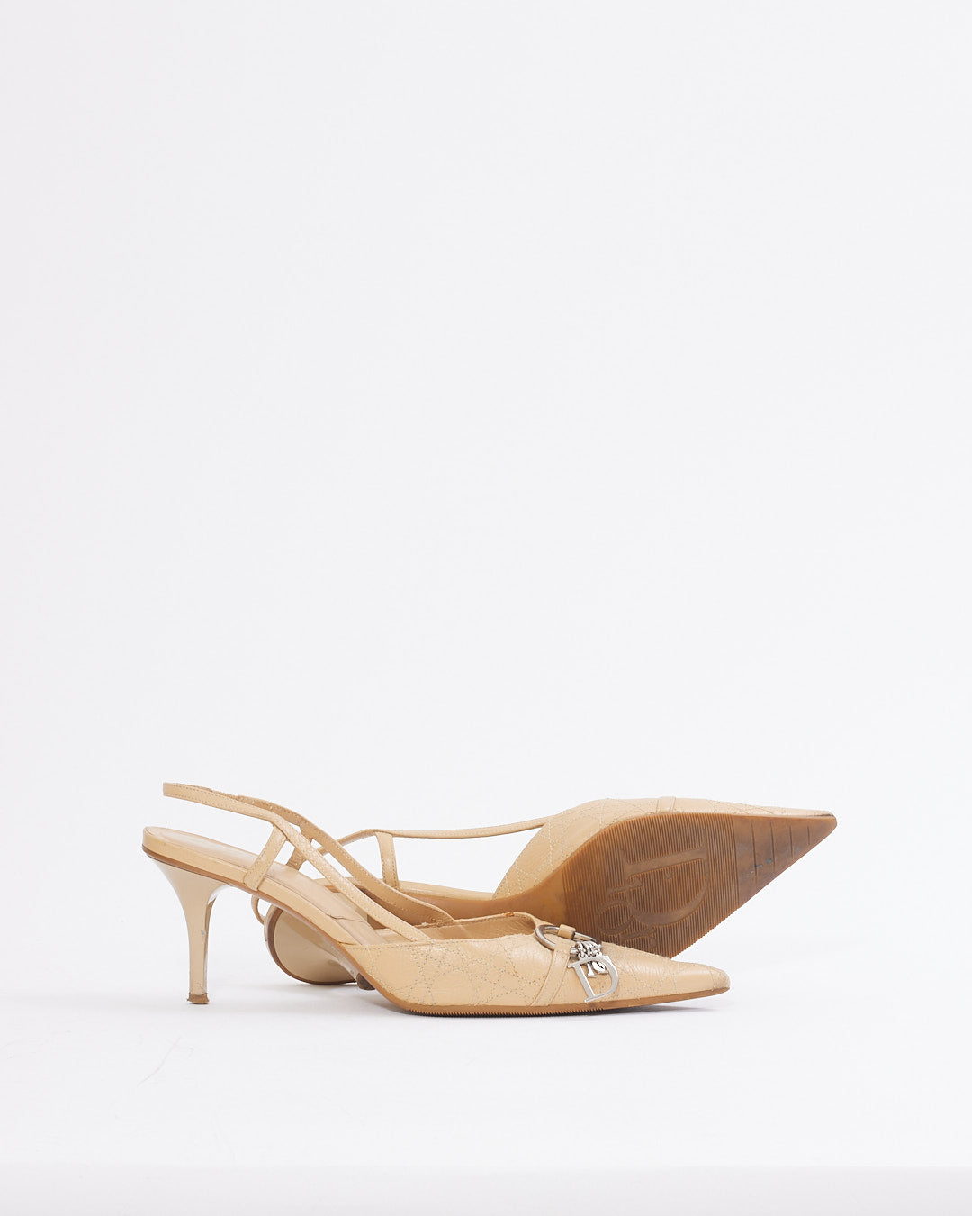 Dior Beige Cannage Vintage Point Toe Pumps - 39