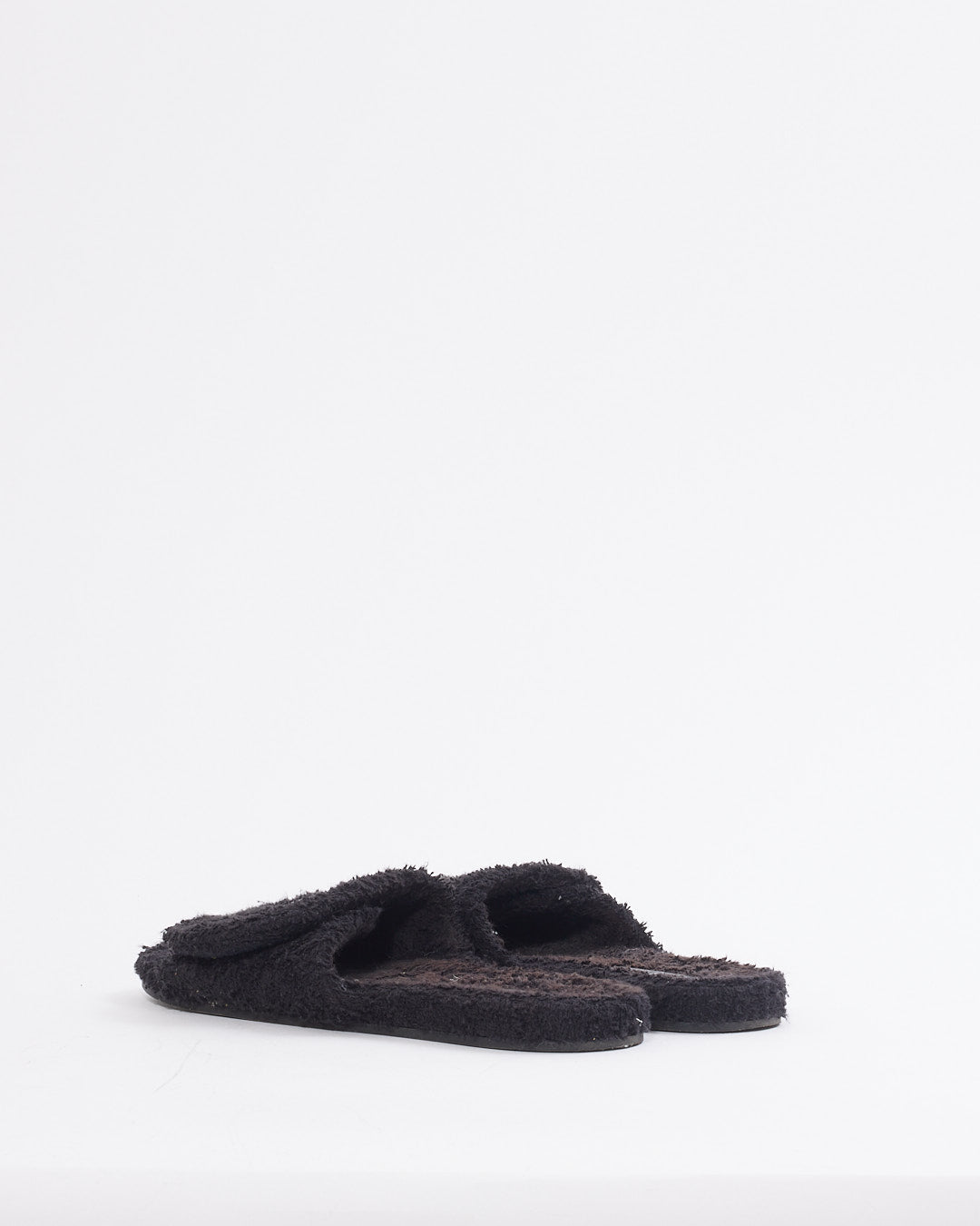 Chanel Black/White Terry Cloth CC Logo Slides - 39