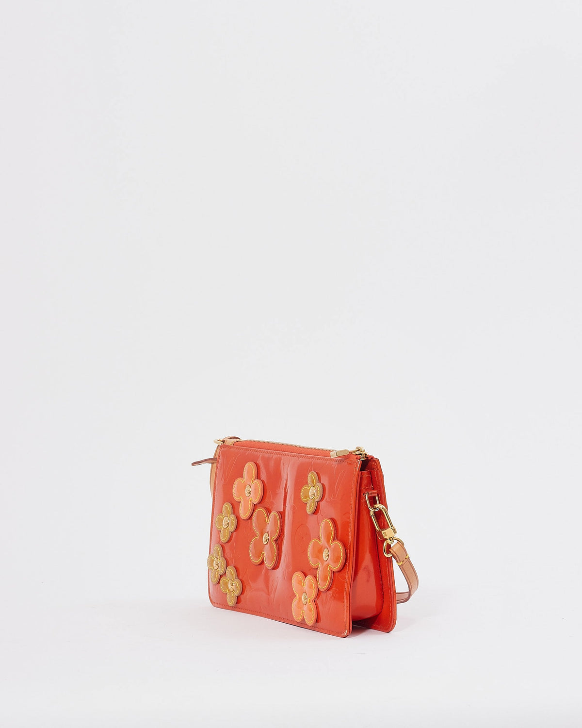 Louis Vuitton Orange Floral Vernis Monogram Lexington Pochette Shoulder Bag