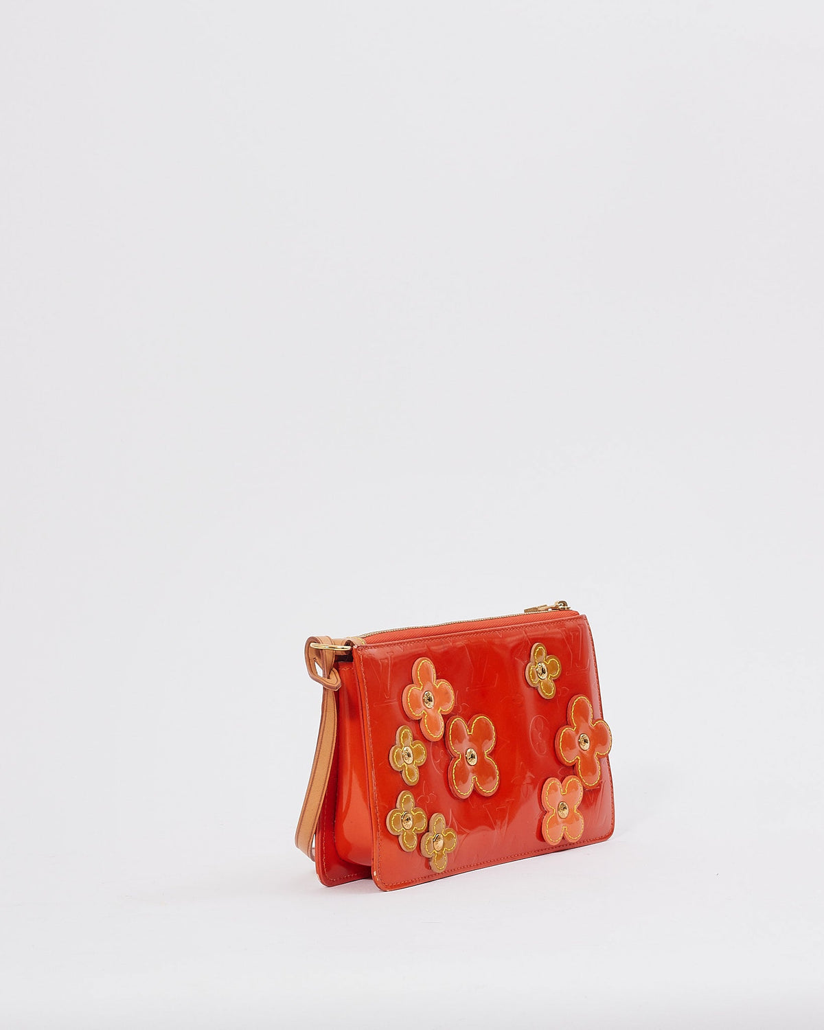Louis Vuitton Orange Floral Vernis Monogram Lexington Pochette Shoulder Bag