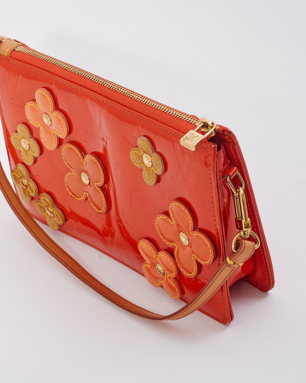 Louis Vuitton Orange Floral Vernis Monogram Lexington Pochette Shoulder Bag