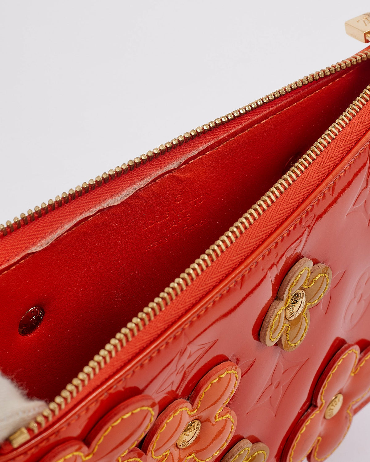 Louis Vuitton Orange Floral Vernis Monogram Lexington Pochette Shoulder Bag