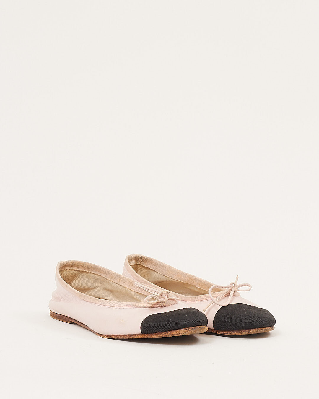 Chanel Light Pink Leather Cap Toe Ballerina Flats - 38.5