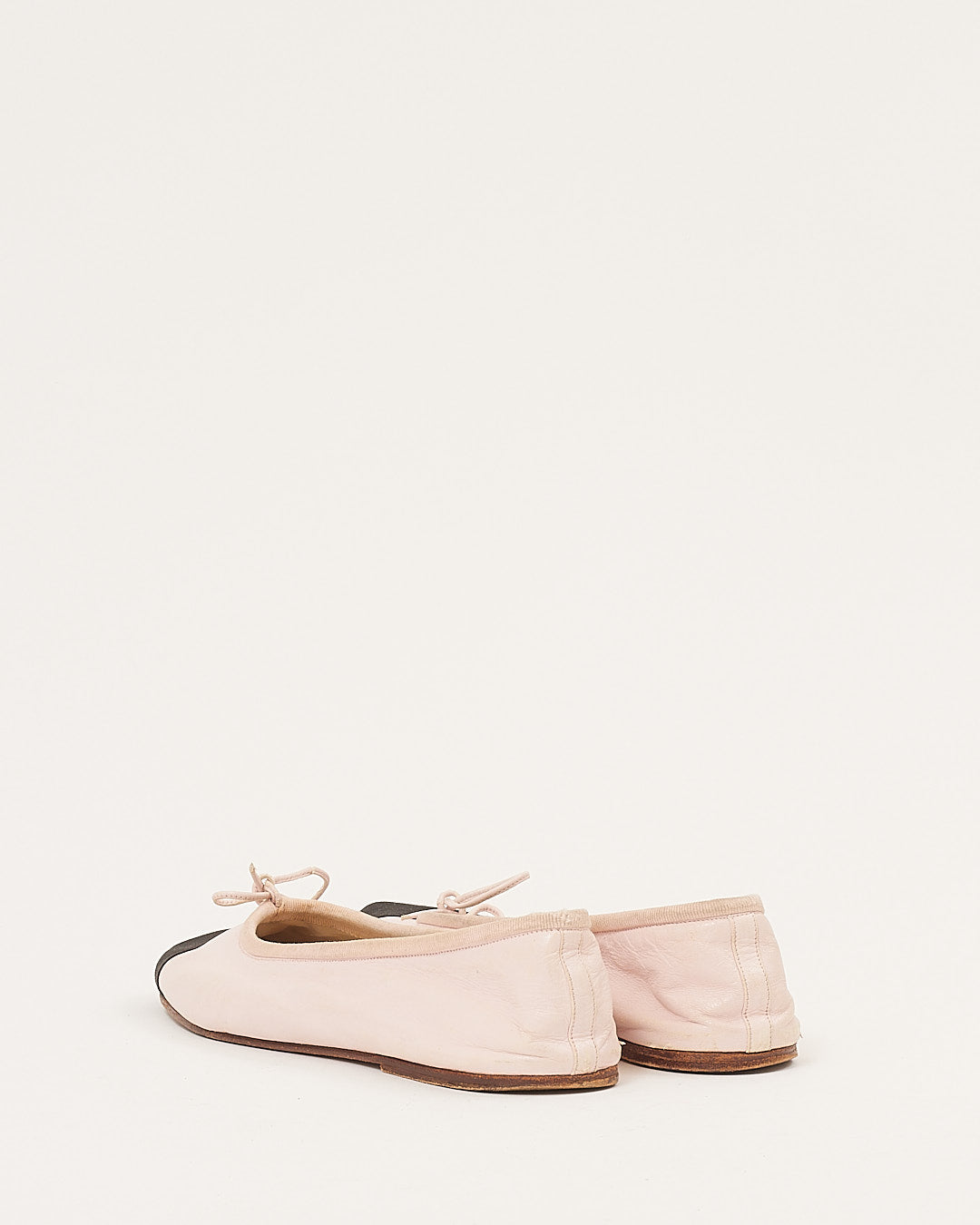 Chanel Light Pink Leather Cap Toe Ballerina Flats - 38.5