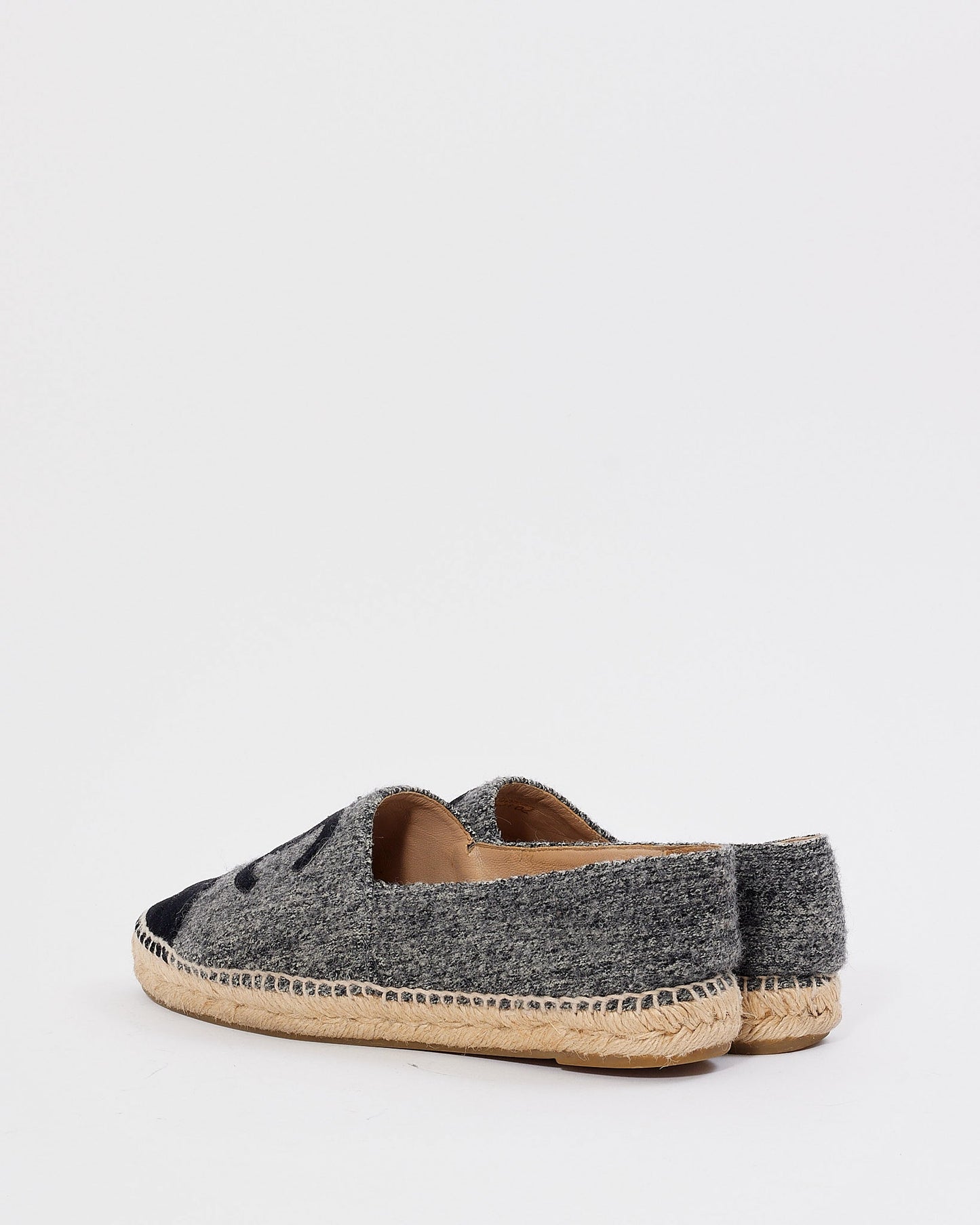 Chanel Grey/Black Wool CC Interlocking Logo Espadrilles - 40