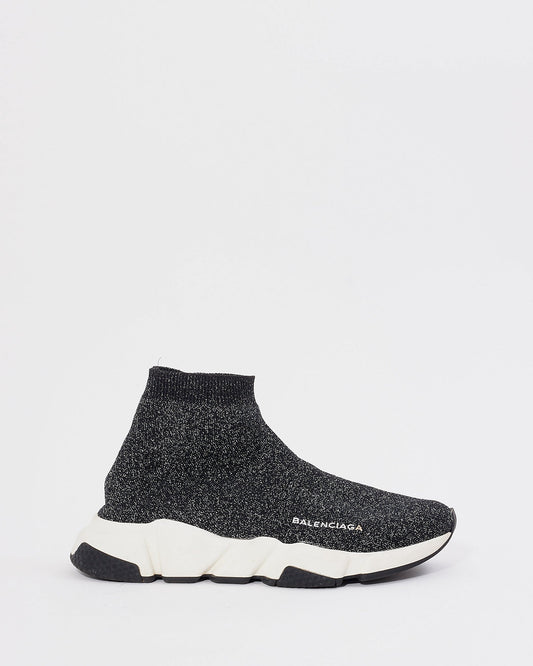 Balenciaga Grey Metallic Speed Trainer Sock Sneakers - 39