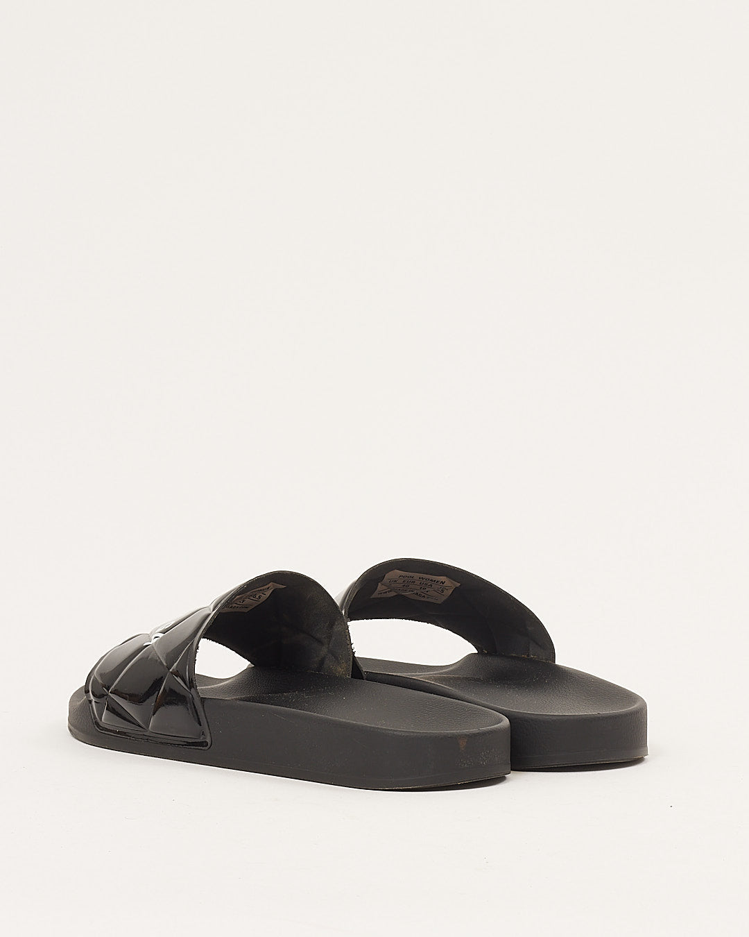 Balenciaga Patent Leather Quilted Logo Pool Slides - 40