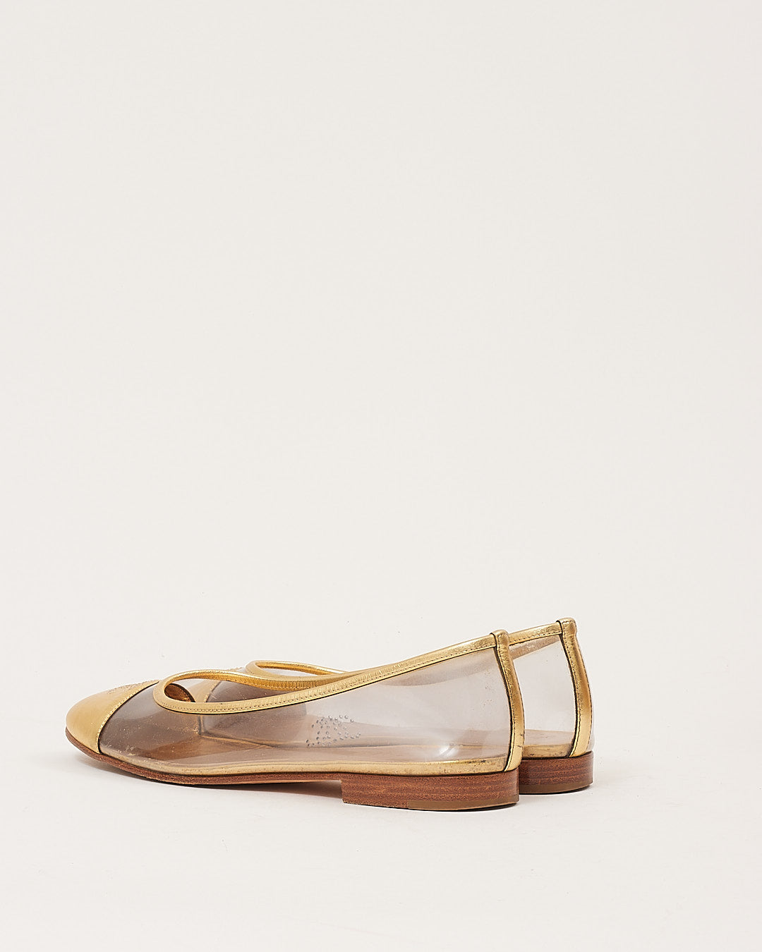 Chanel Gold PVC Ballerina CC Logo Flats - 38