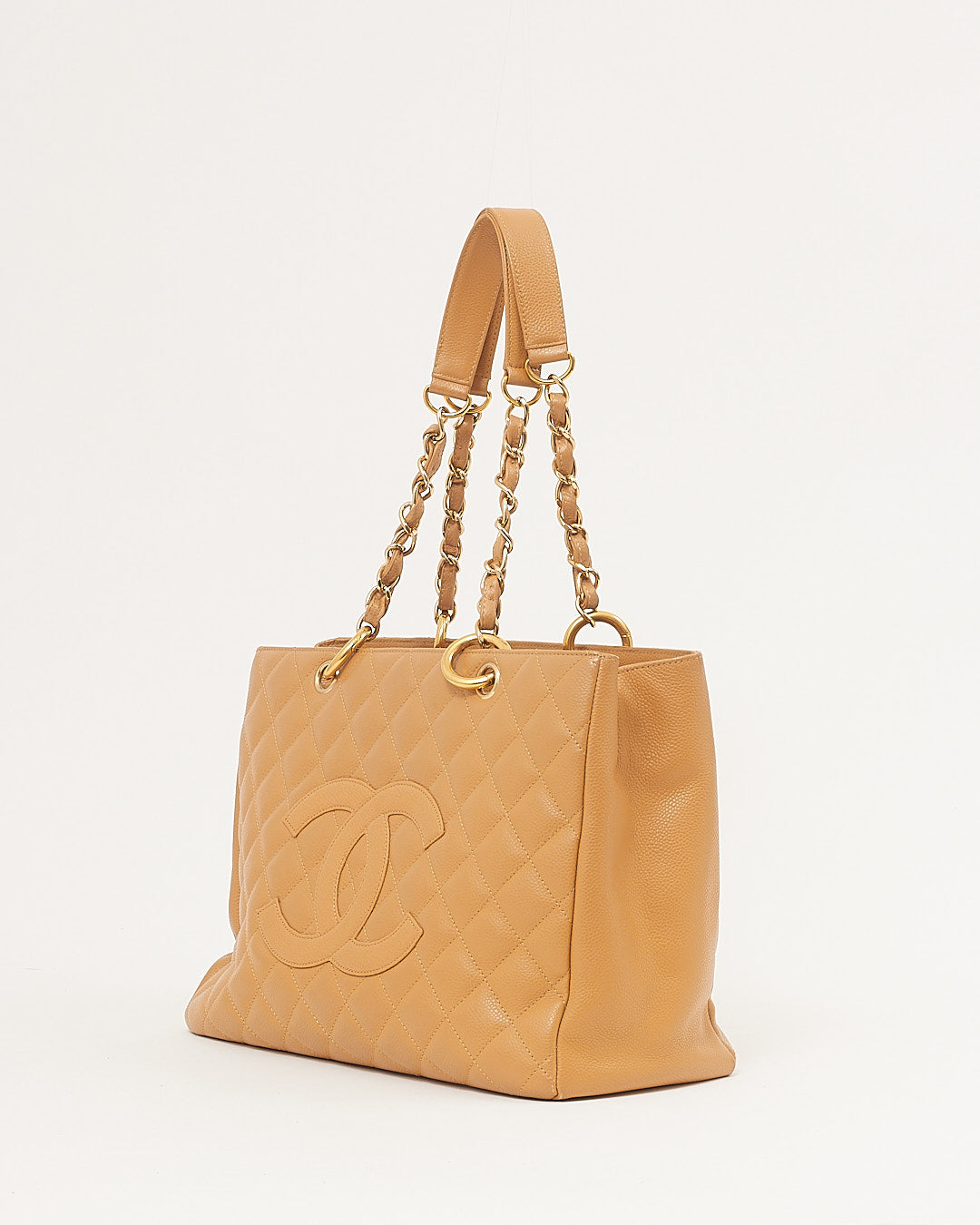 Chanel Tan Caviar Quilted Leather Grand Shopping Tote Bag