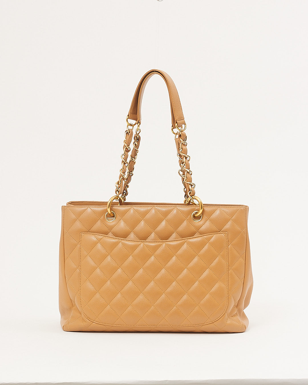 Chanel Tan Caviar Quilted Leather Grand Shopping Tote Bag