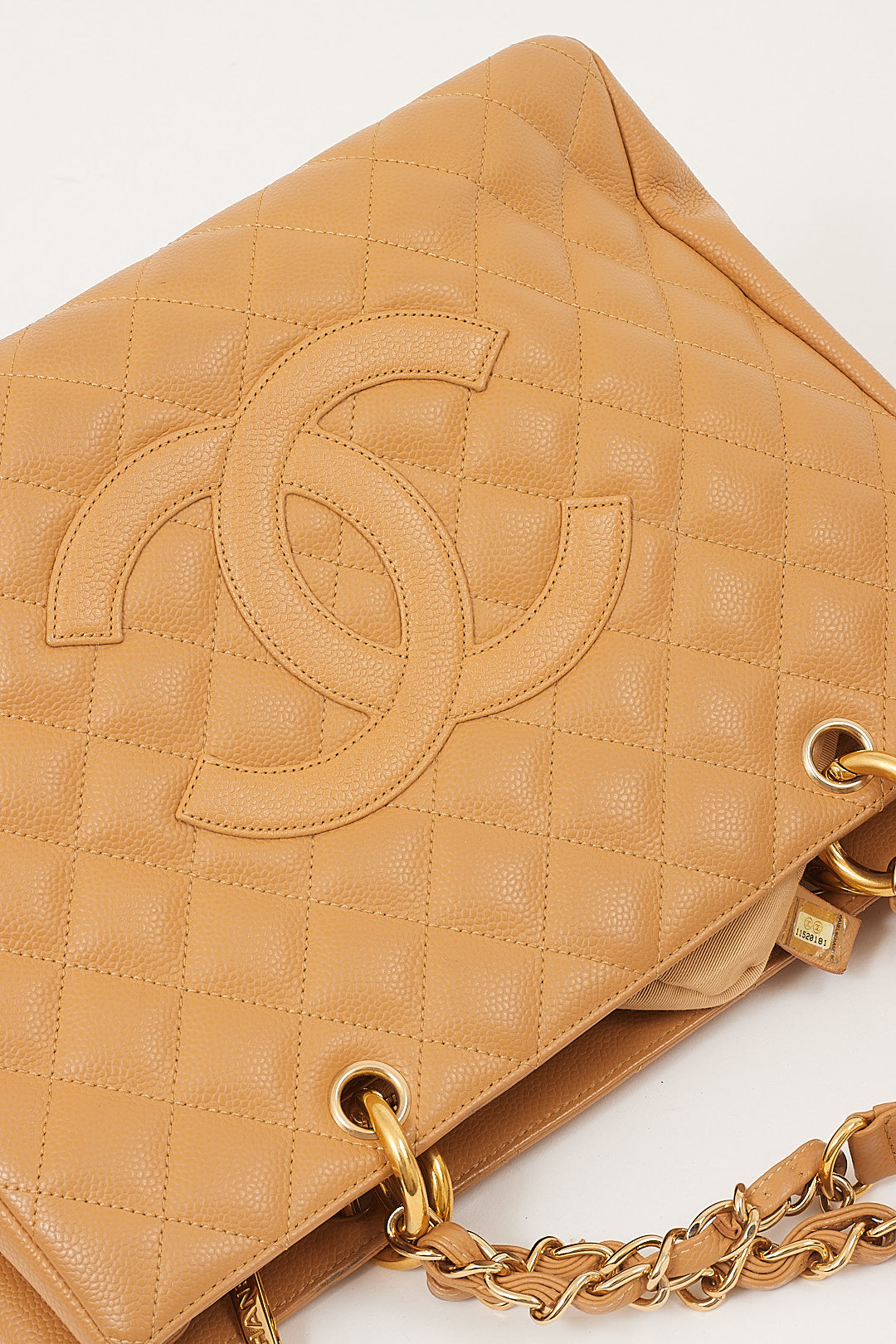 Chanel Tan Caviar Quilted Leather Grand Shopping Tote Bag