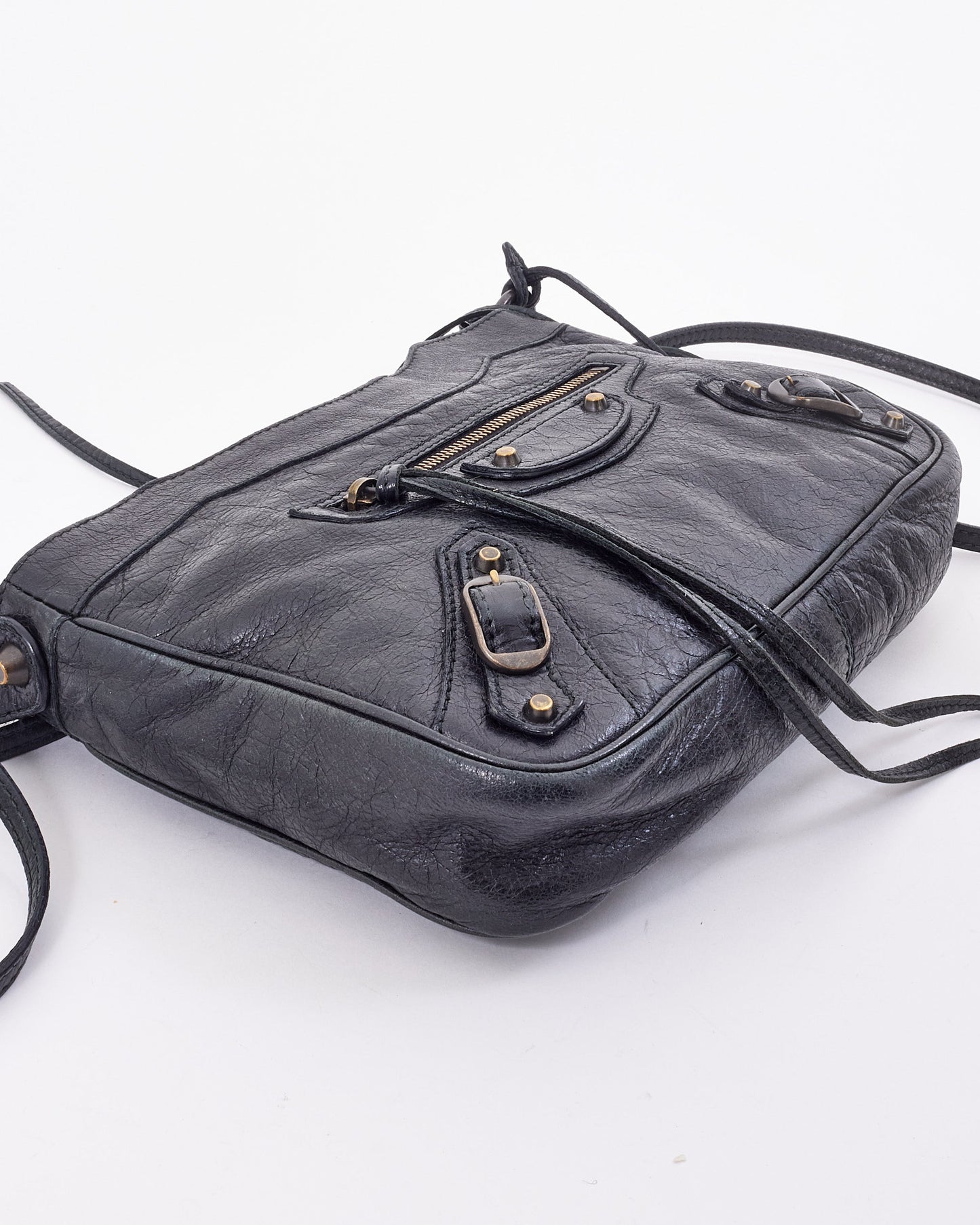Balenciaga Black Leather Motocross Classic Hip Crossbody Bag