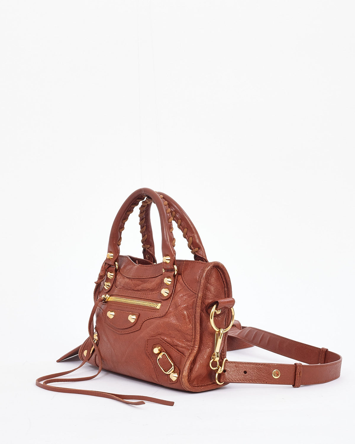 Balenciaga Tan Leather Motocross Classic Mini City Bag