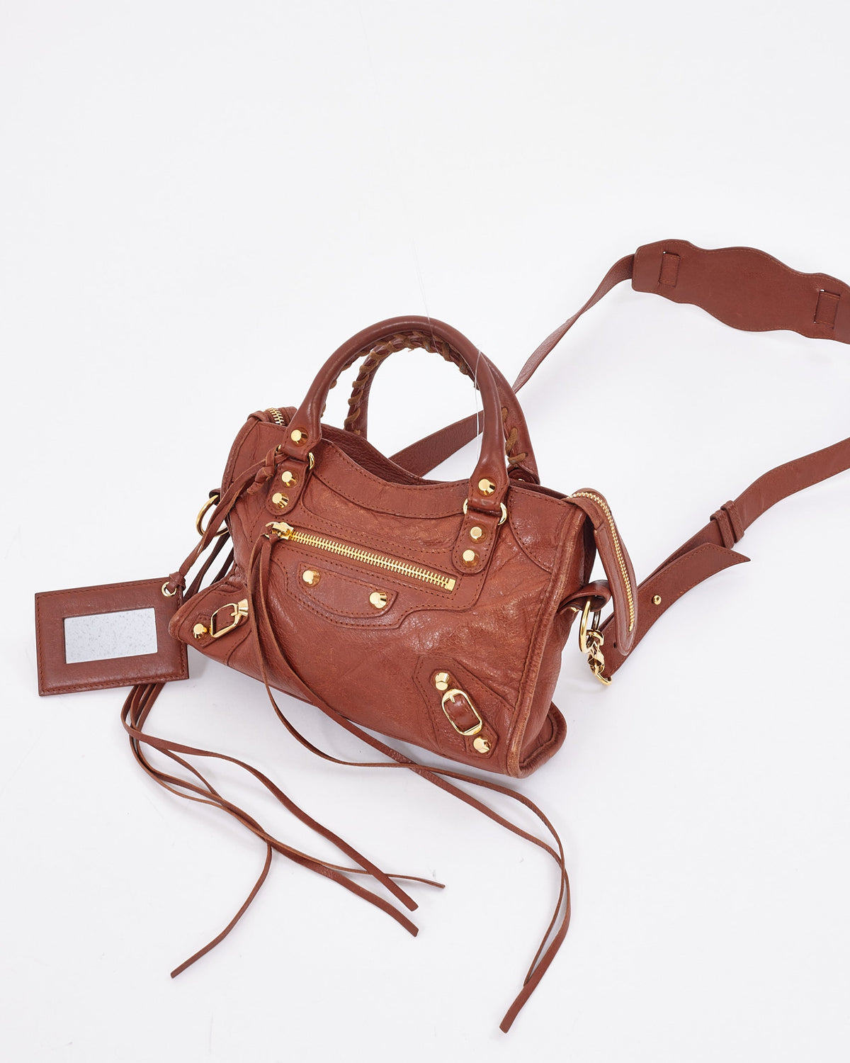 Balenciaga Tan Leather Motocross Classic Mini City Bag