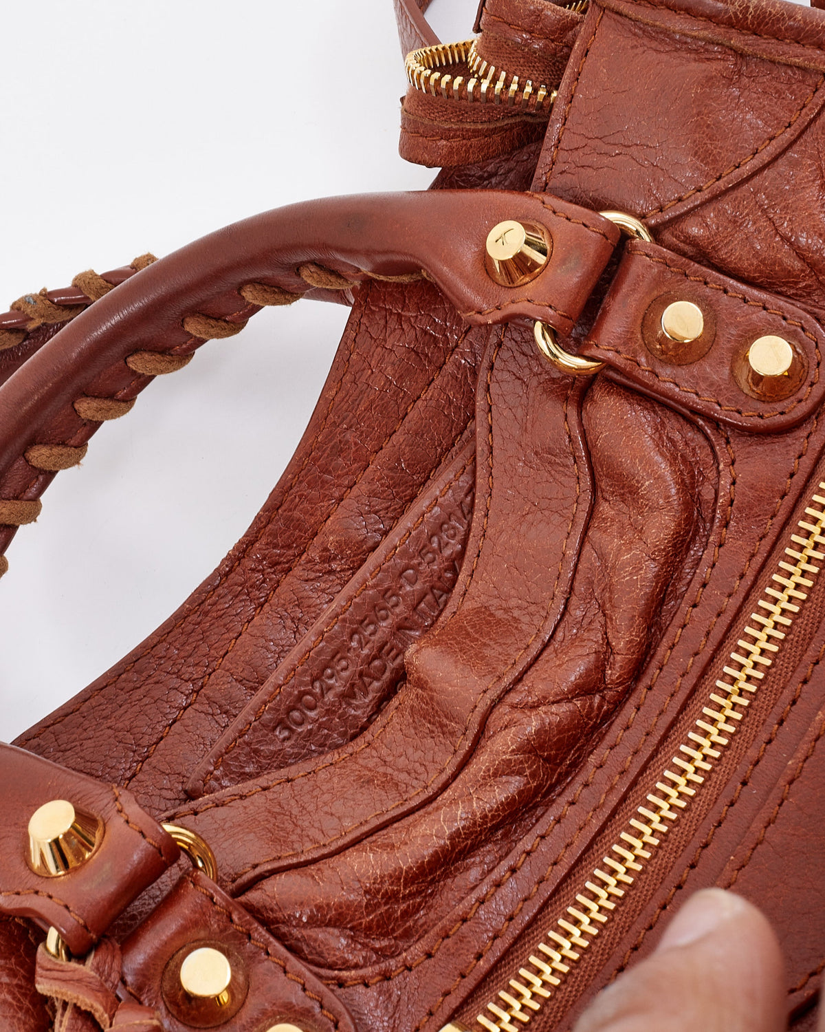 Balenciaga Tan Leather Motocross Classic Mini City Bag