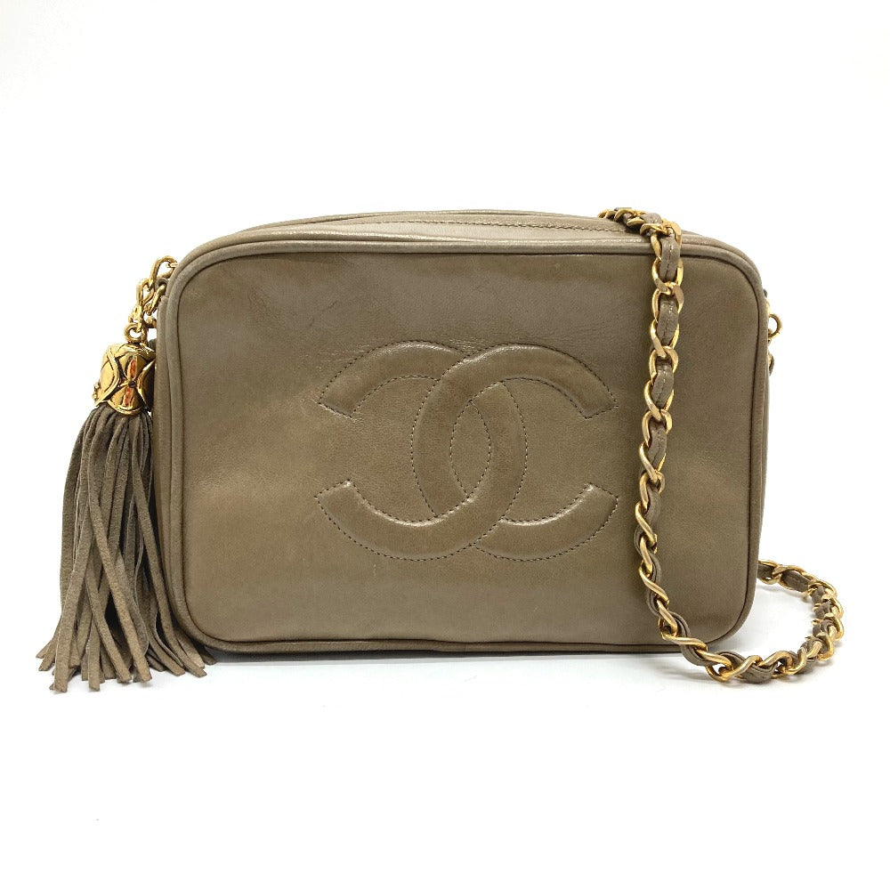 CHANEL Shoulder Bag lambskin Beige type COCO Mark ChainShoulder Women Used