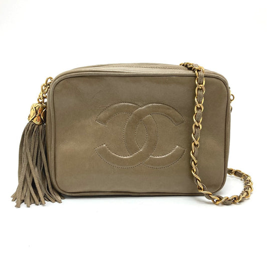 CHANEL Shoulder Bag lambskin Beige type COCO Mark ChainShoulder Women Used