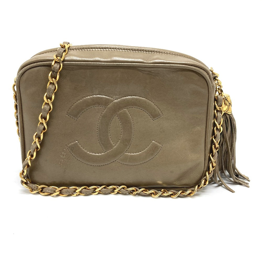 CHANEL Shoulder Bag lambskin Beige type COCO Mark ChainShoulder Women Used
