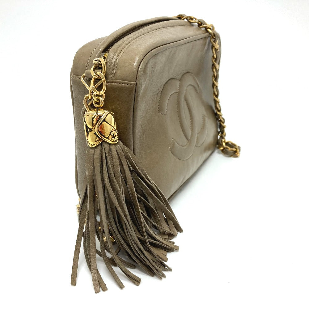 CHANEL Shoulder Bag lambskin Beige type COCO Mark ChainShoulder Women Used