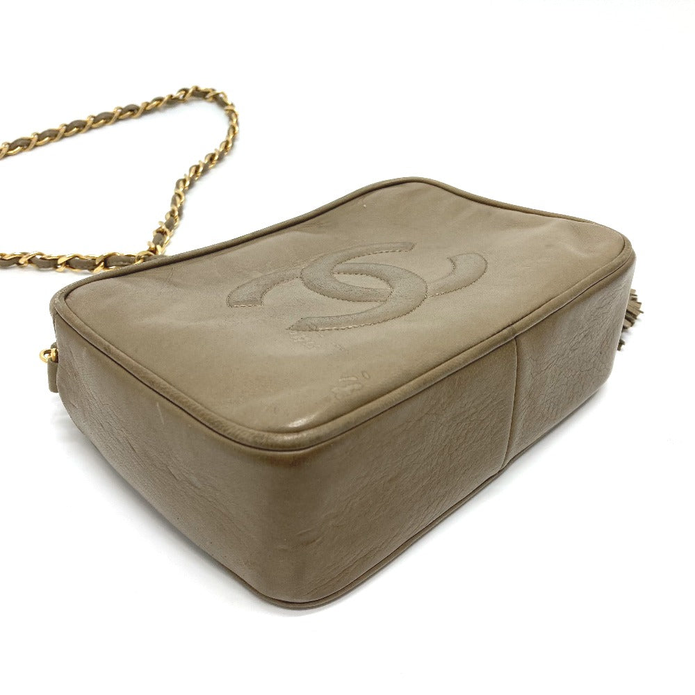 CHANEL Shoulder Bag lambskin Beige type COCO Mark ChainShoulder Women Used