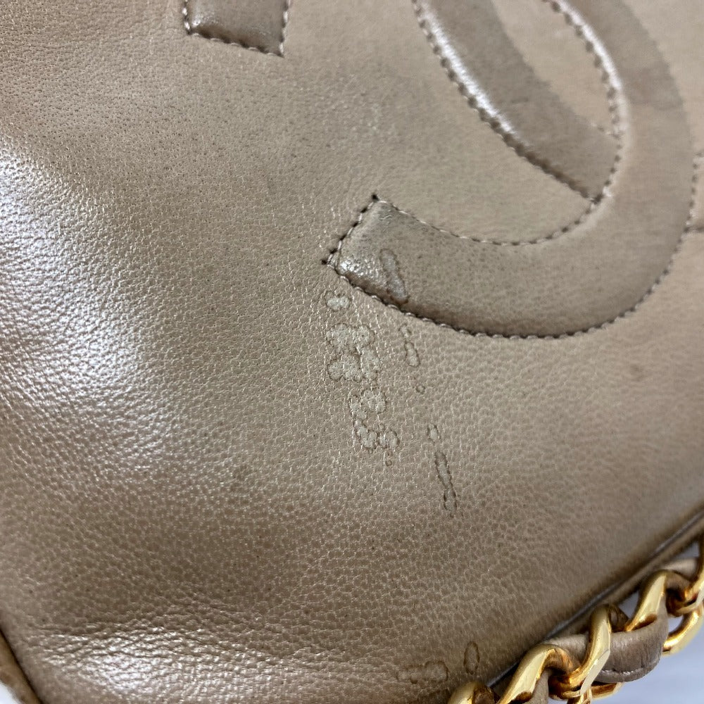 CHANEL Shoulder Bag lambskin Beige type COCO Mark ChainShoulder Women Used