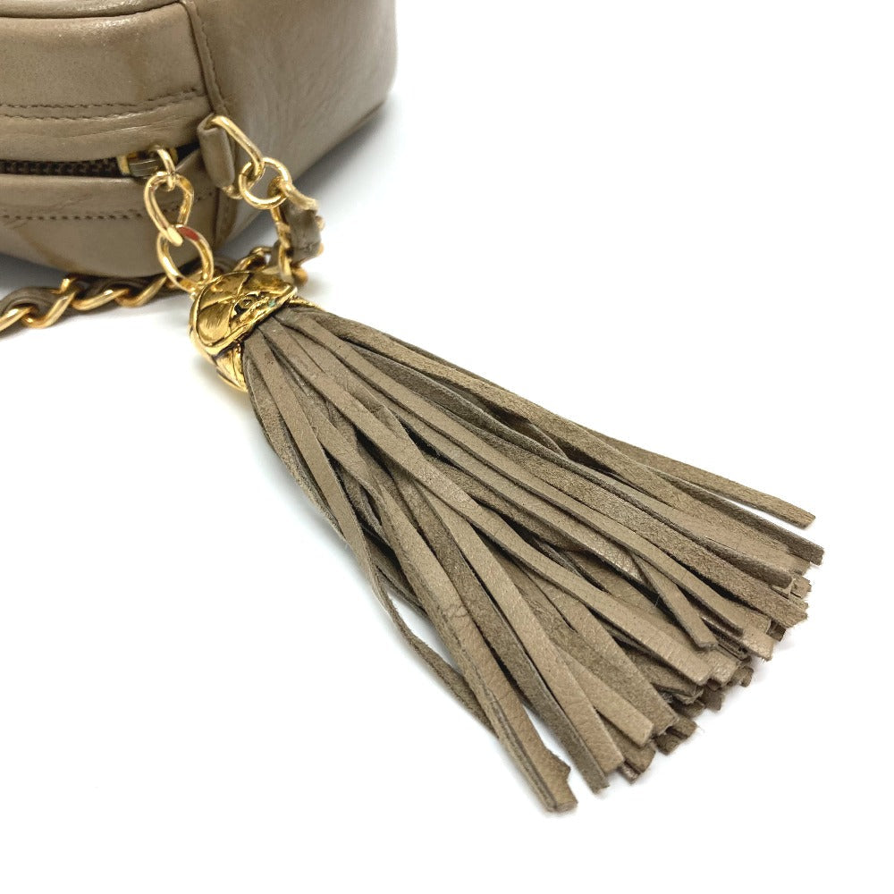 CHANEL Shoulder Bag lambskin Beige type COCO Mark ChainShoulder Women Used