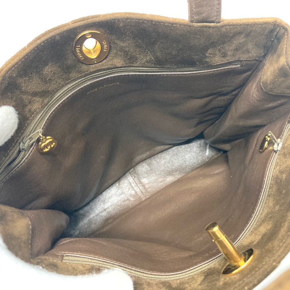 CHANEL Tote Bag suede Brown CCCOCO Mark Matrasse Women Used