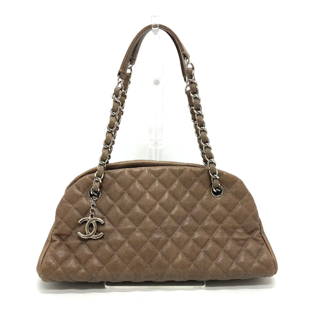 CHANEL Shoulder Bag Caviar skin Brown CC COCO Mark Mademoiselle Bowling Women Used
