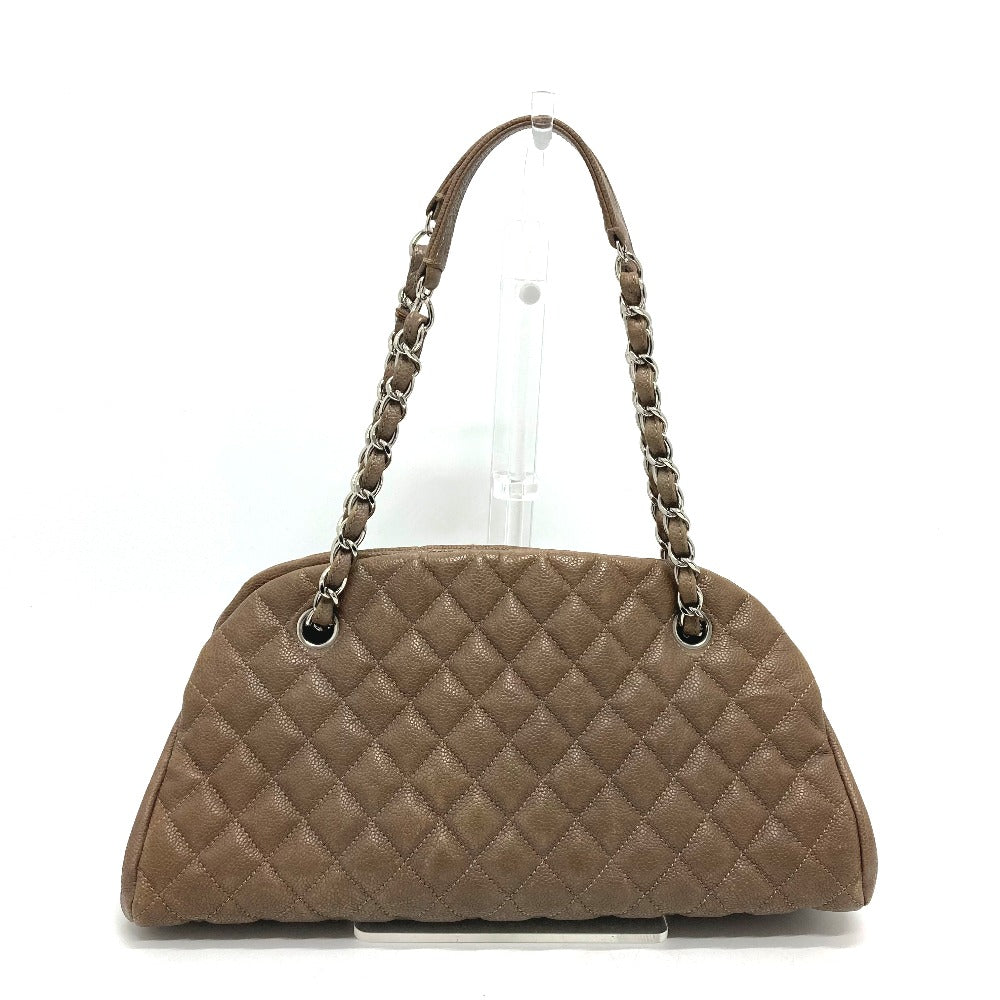 CHANEL Shoulder Bag Caviar skin Brown CC COCO Mark Mademoiselle Bowling Women Used