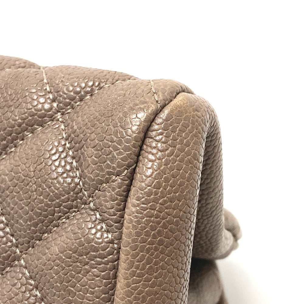 CHANEL Shoulder Bag Caviar skin Brown CC COCO Mark Mademoiselle Bowling Women Used