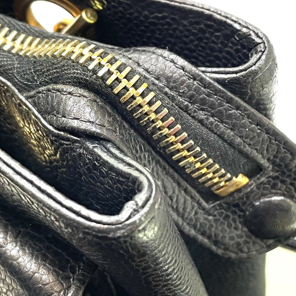 CHANEL Shoulder Bag Caviar skin black CC COCO Mark Matrasse Women Used