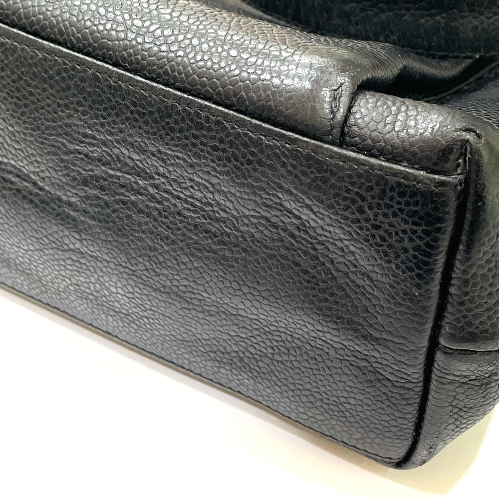 CHANEL Shoulder Bag Caviar skin black CC COCO Mark Matrasse Women Used