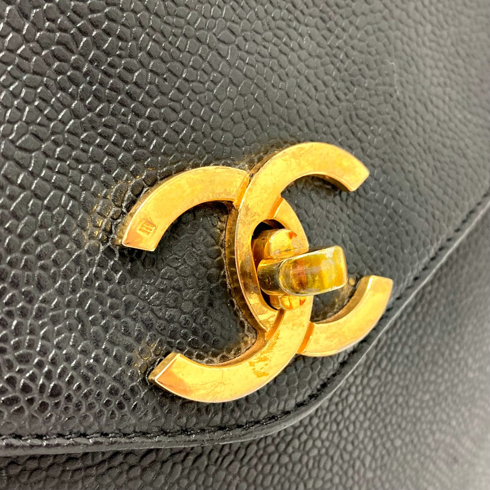 CHANEL Shoulder Bag Caviar skin black CC COCO Mark Matrasse Women Used
