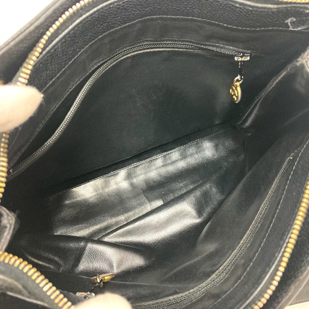 CHANEL Shoulder Bag Caviar skin black CC COCO Mark Matrasse Women Used