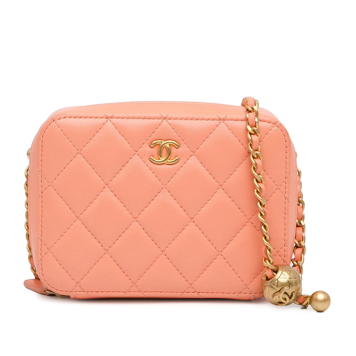 Orange Chanel CC Quilted Lambskin Pearl Crush Camera Bag