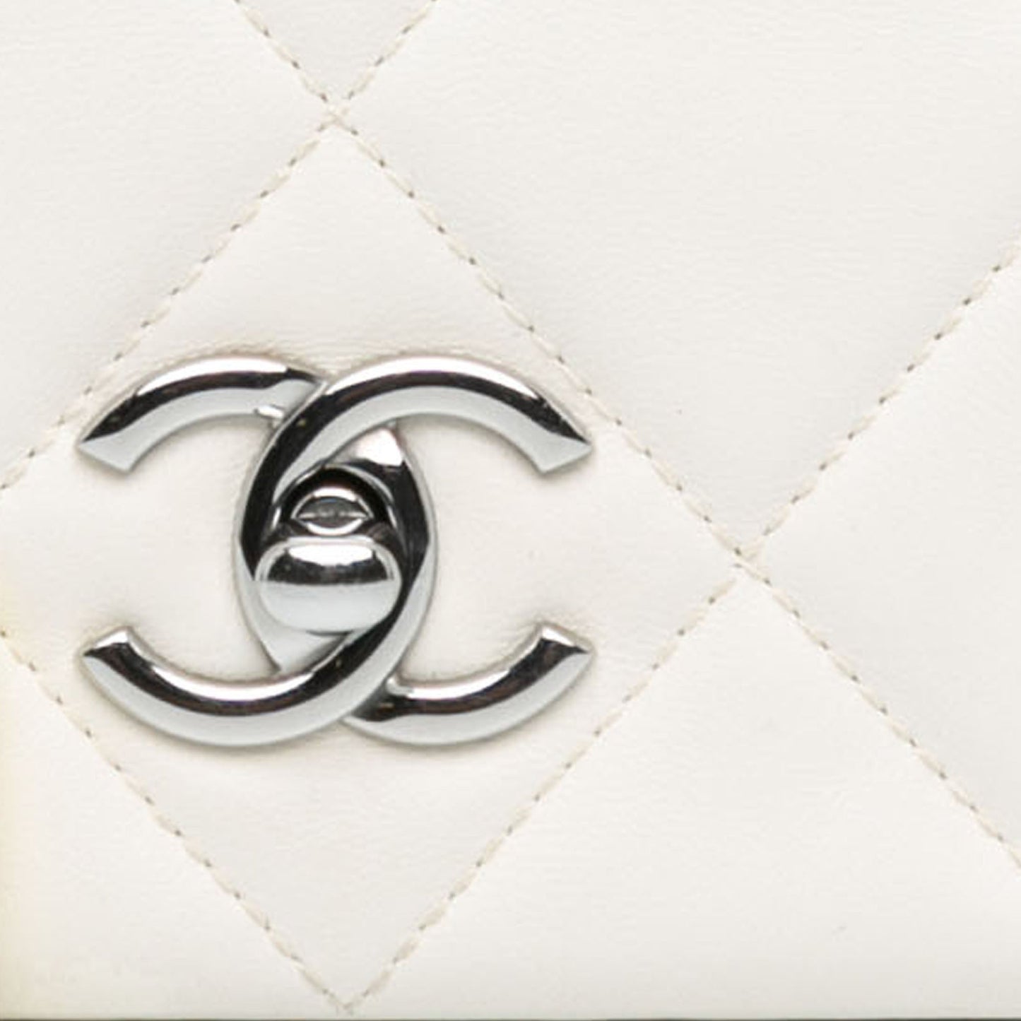 White Chanel Mini Quilted Lambskin Chain Rows Flap Crossbody Bag