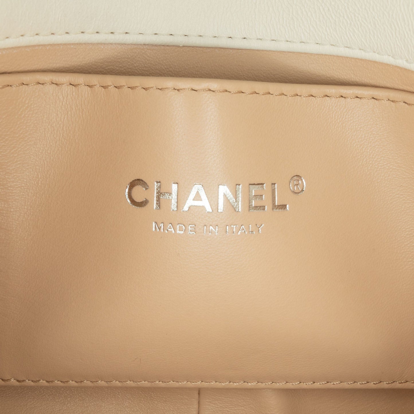 White Chanel Mini Quilted Lambskin Chain Rows Flap Crossbody Bag