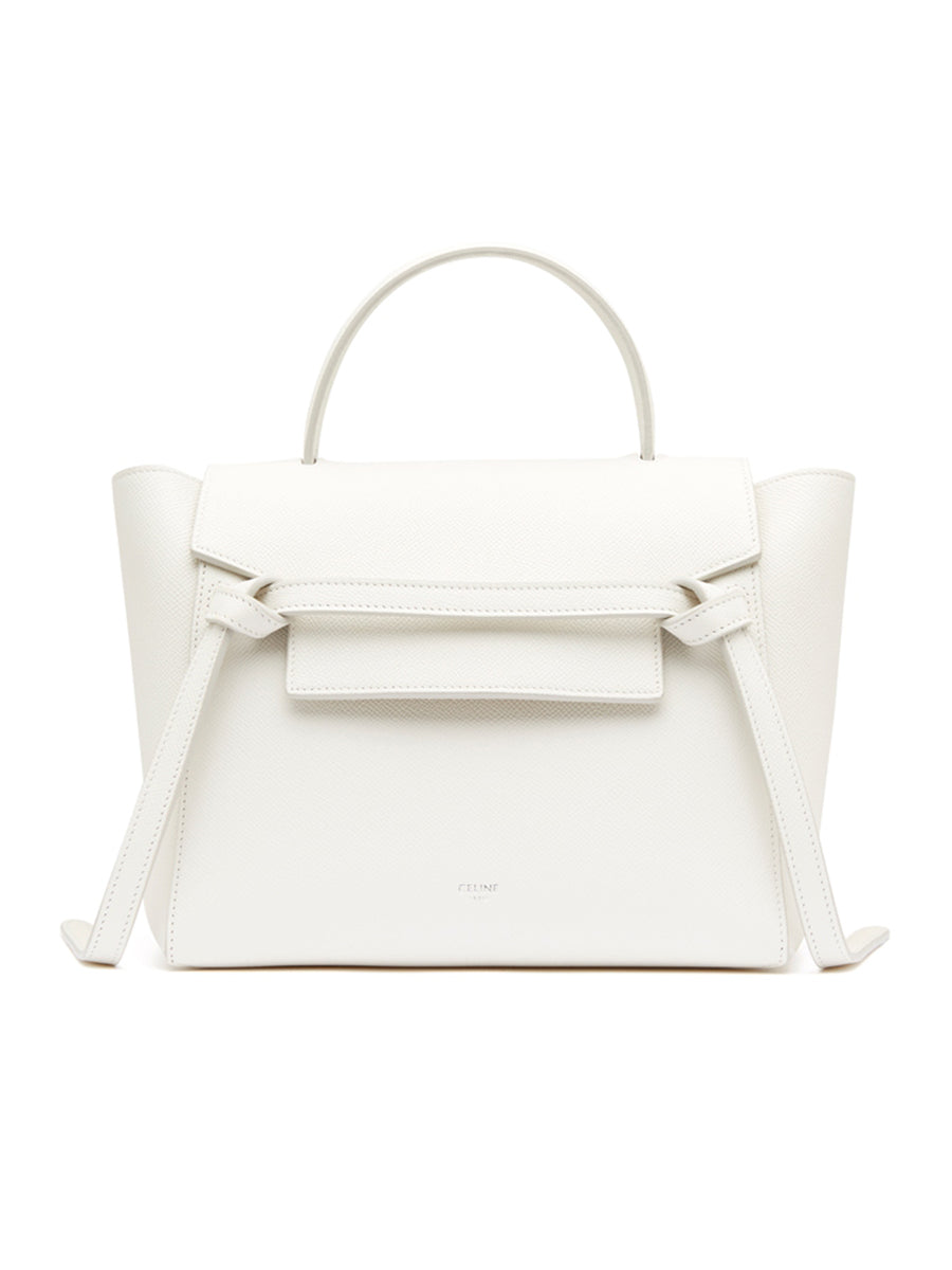 Micro Belt Bag in Grained Calfskin in White