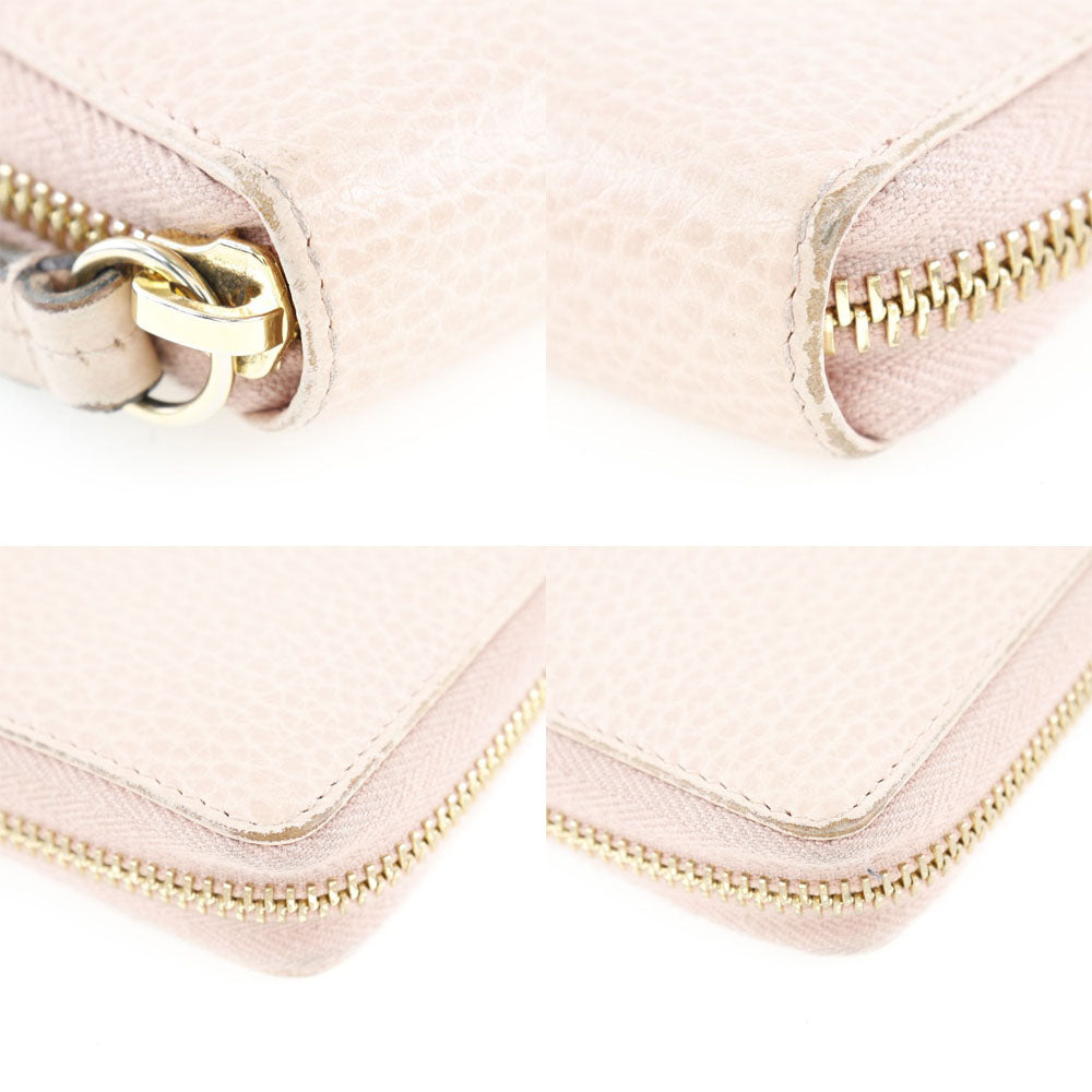 GUCCI Long Wallet Purse 456117 CAO0G 5909 leather Light pink GG Petit Marmont Women Used