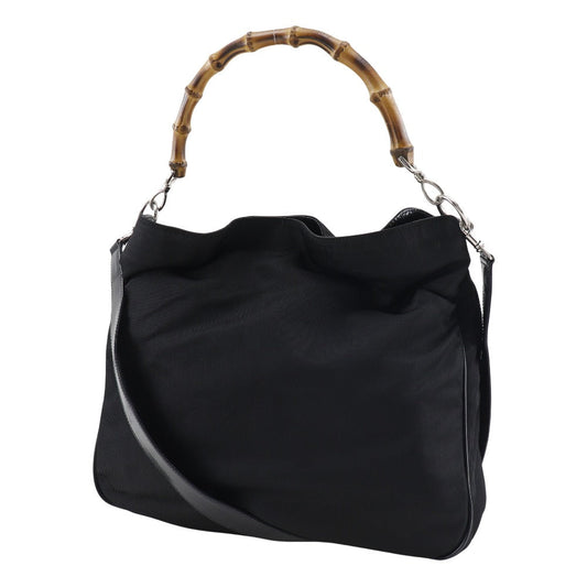 GUCCI Handbag 001.2123.1577 Nylon Canvas, Bamboo black Women Used