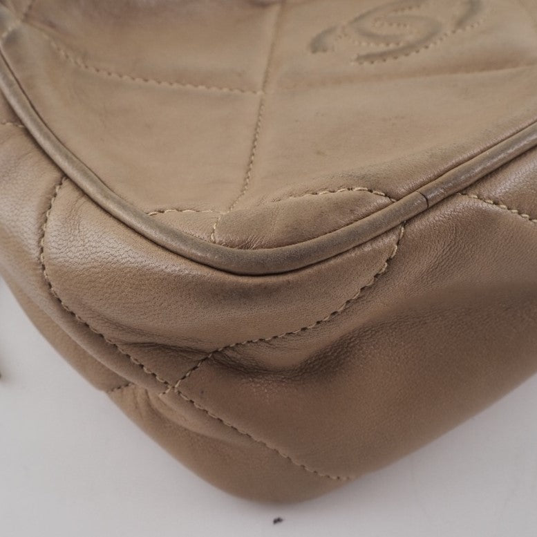 CHANEL Shoulder Bag lambskin beige Matrasse Fringe ChainShoulder Women Used