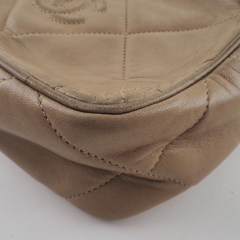 CHANEL Shoulder Bag lambskin beige Matrasse Fringe ChainShoulder Women Used