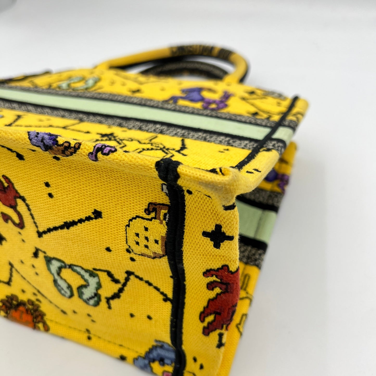 Pixel Zodiac Book Small Yellow Tote Bag in Jacquard