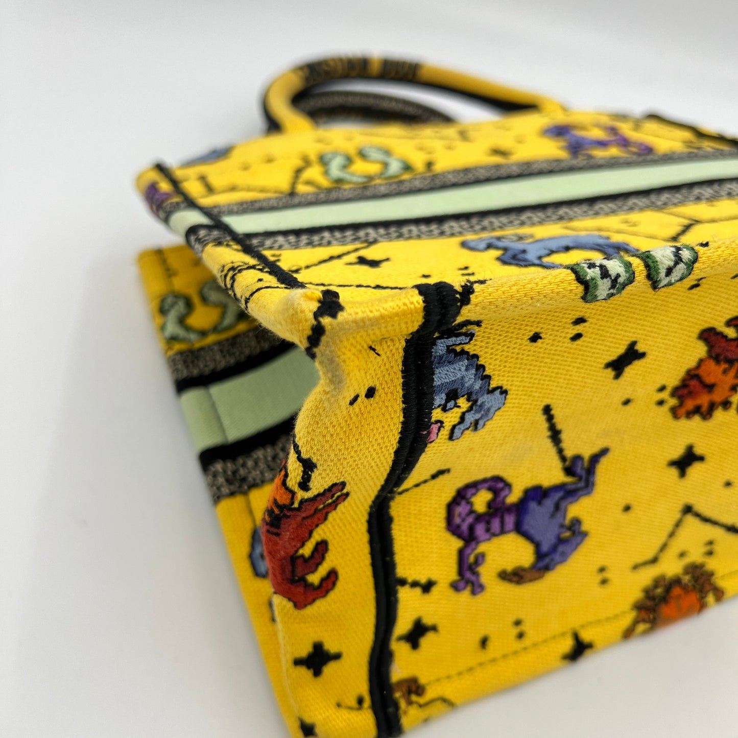 Pixel Zodiac Book Small Yellow Tote Bag in Jacquard