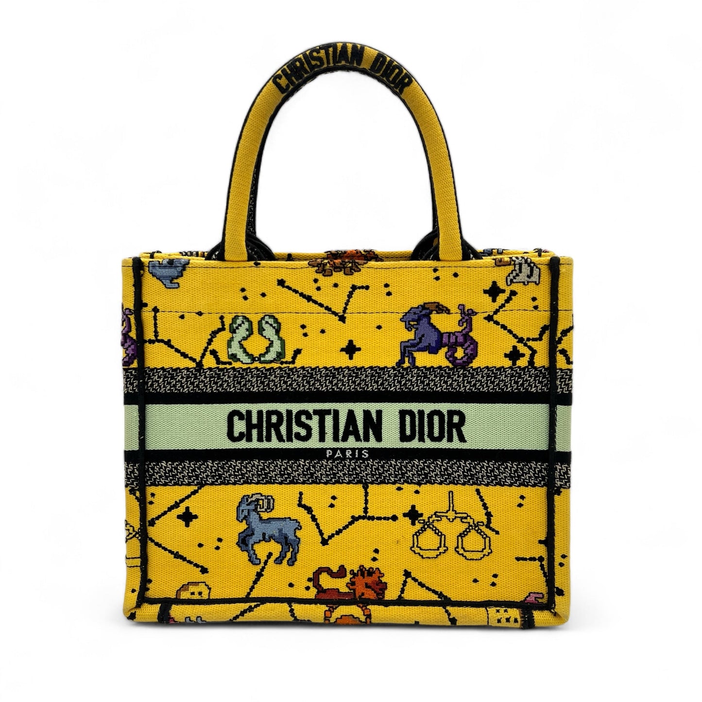 Pixel Zodiac Book Small Yellow Tote Bag in Jacquard
