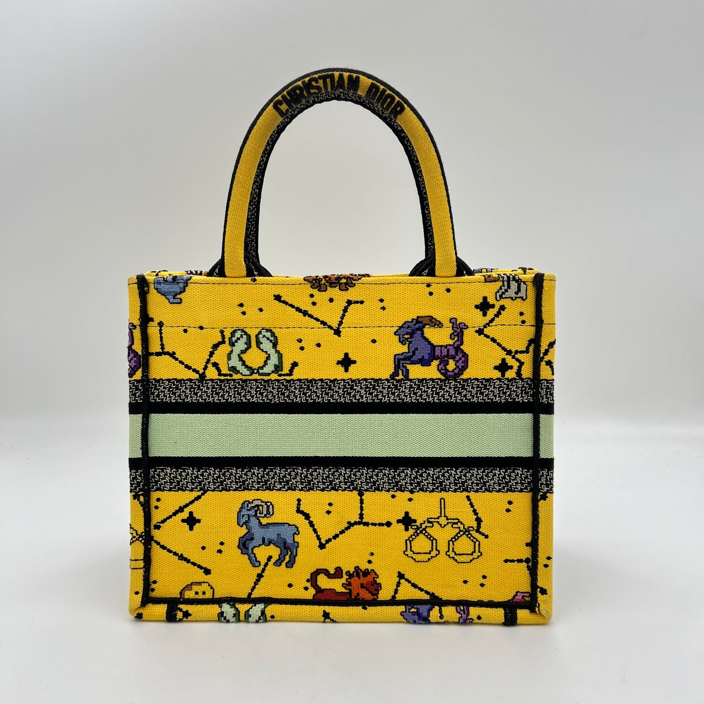 Pixel Zodiac Book Small Yellow Tote Bag in Jacquard