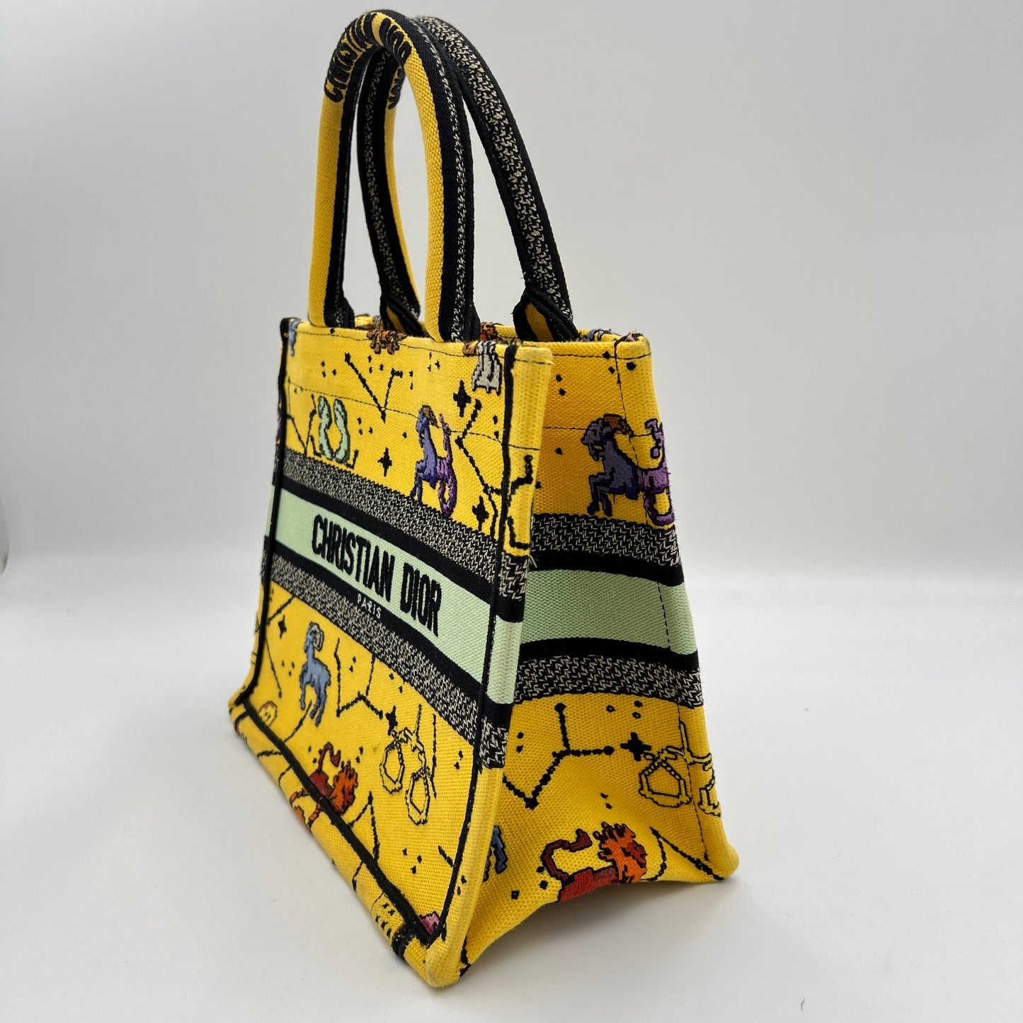 Pixel Zodiac Book Small Yellow Tote Bag in Jacquard