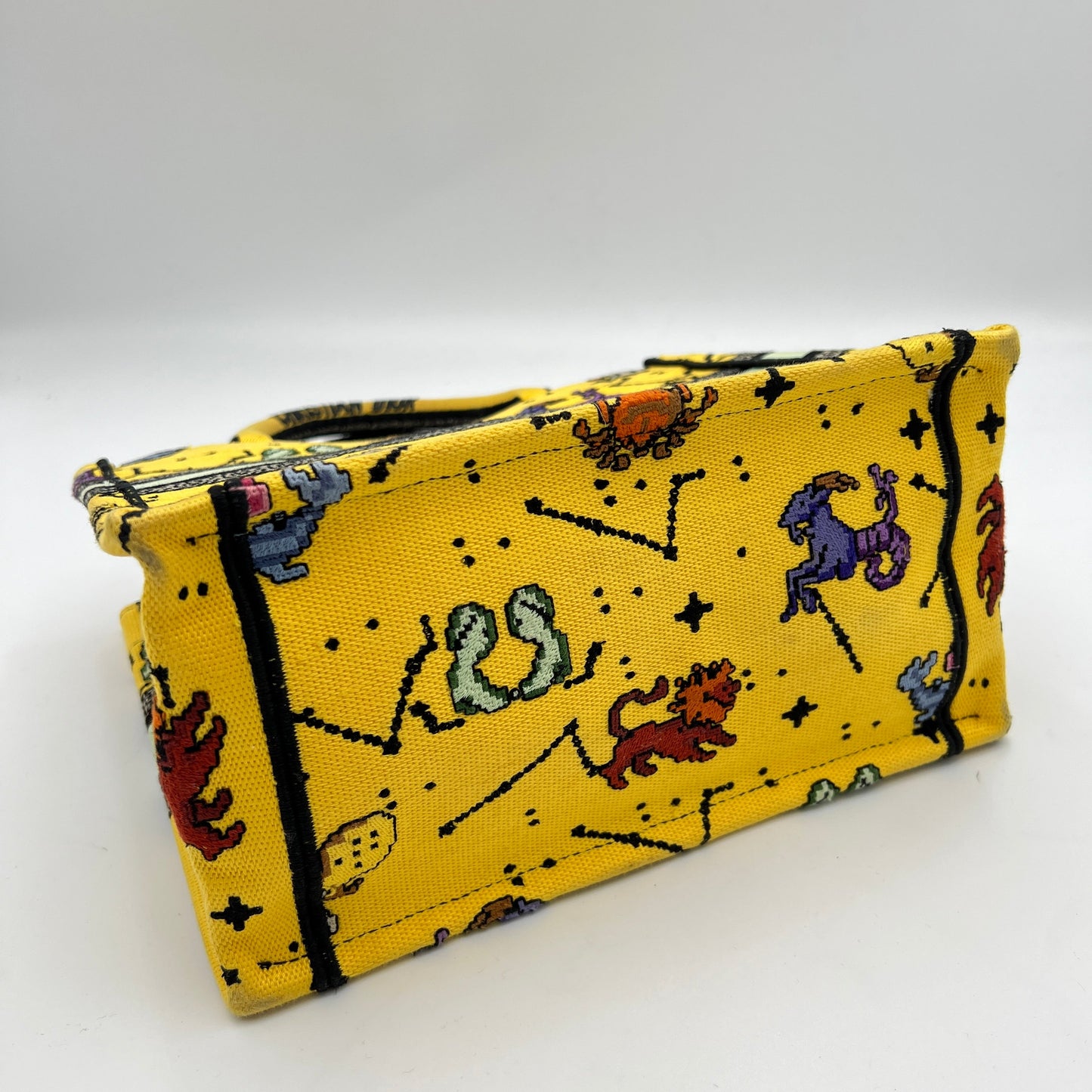 Pixel Zodiac Book Small Yellow Tote Bag in Jacquard