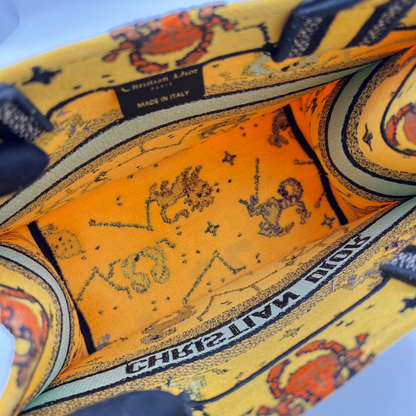 Pixel Zodiac Book Small Yellow Tote Bag in Jacquard