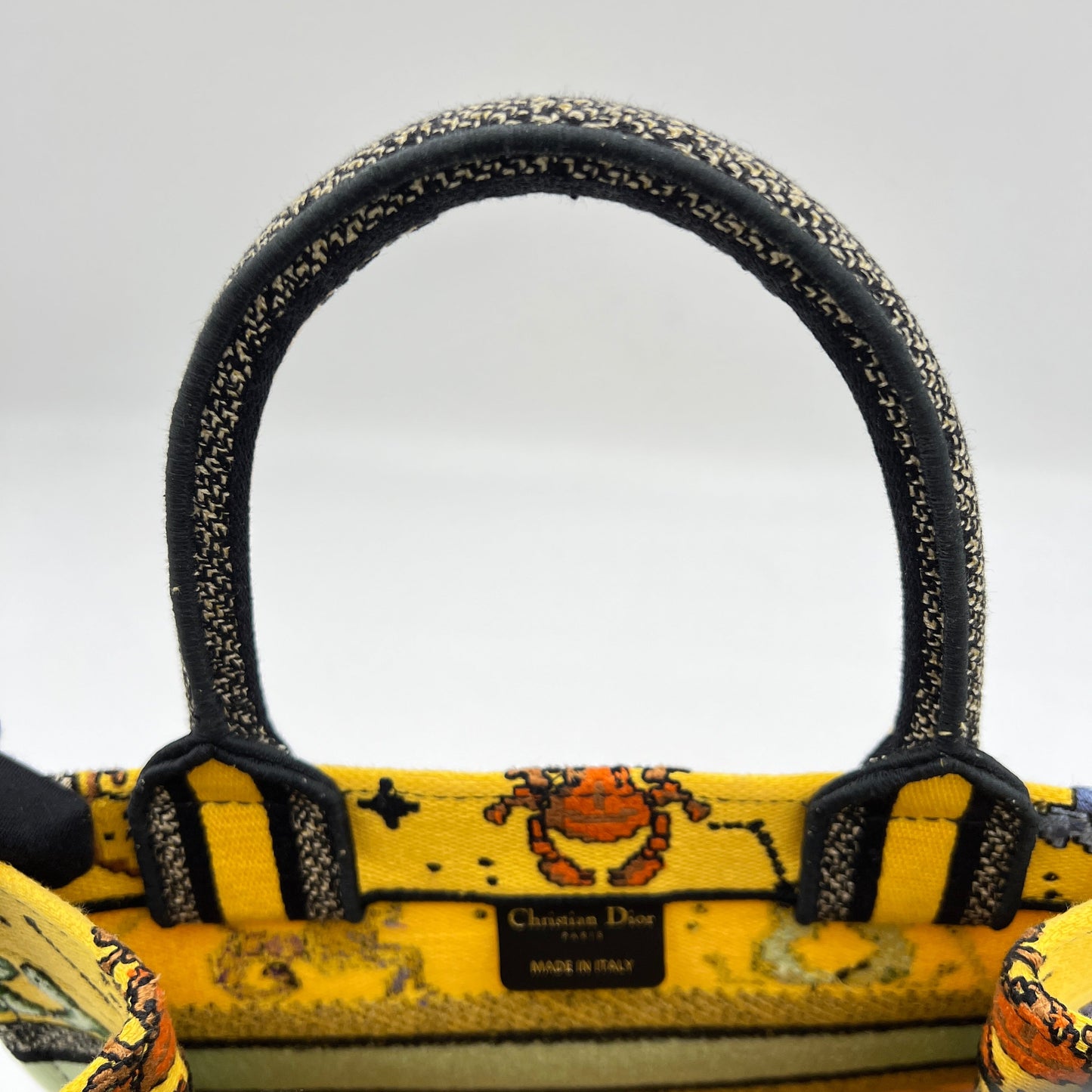 Pixel Zodiac Book Small Yellow Tote Bag in Jacquard